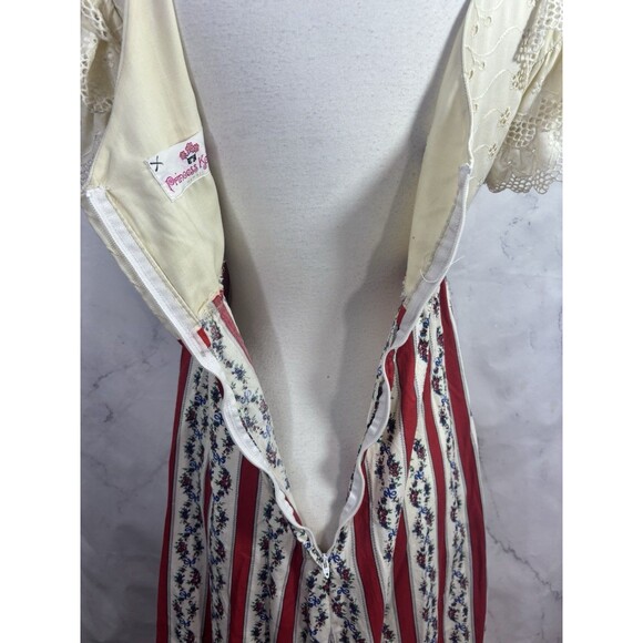 Vtg 70s Princess Kaiulani Hawaiian Maxi Floral Dress M Short Puff Sleeves Eyelet - Picture 9 of 16